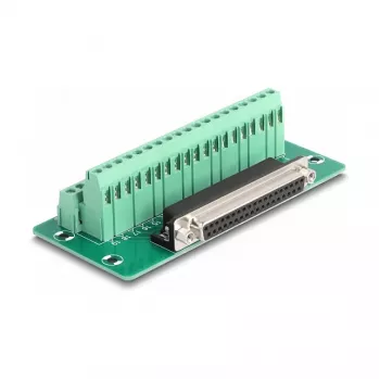 DeLOCK D-Sub 37-polig bus naar klemmenstrook voor DIN-rail breedte 51 mm diepte 116 mm hoogte 30 mm