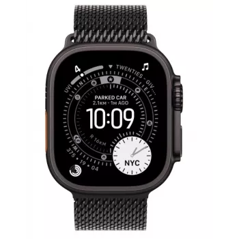 Smartwatch Apple Watch Ultra 3 GPS + Cellular 49mm Black Titanium Case met Black Titanium Milanese Loop Medium