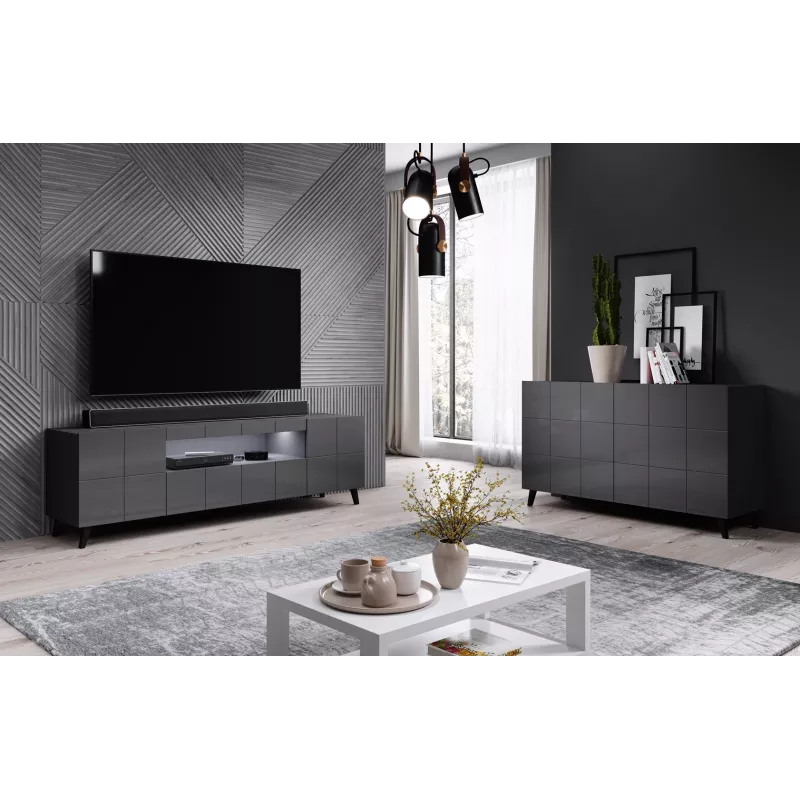 Cama sideboard 2D REJA grafietgrijs glanzend/grafietgrijs glanzend