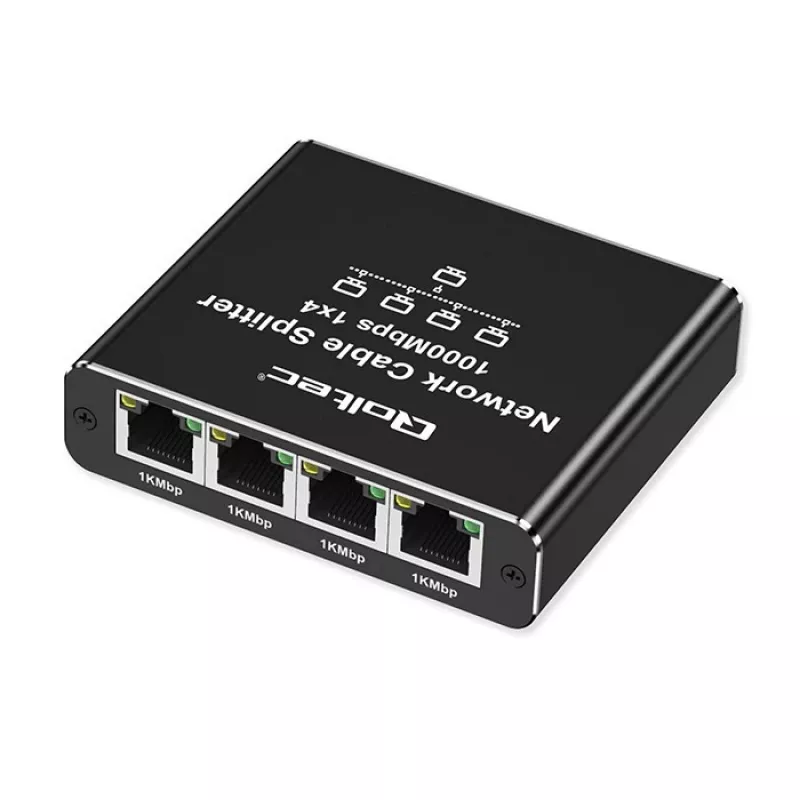 Ethernet mini-switch QOLTEC 52293 1x4 RJ45, unmanaged netwerksplitter 1-in 4-out