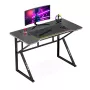 Gaming-bureau huzaro Hero 1.6 zwart — rechte tafel van MDF/carbon 1200×600×750 mm, metalen frame