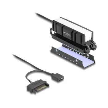 Koellichaam DELOCK 18460 voor M.2 SSD 2280 — aluminium/koper, RGB 5V, zwart