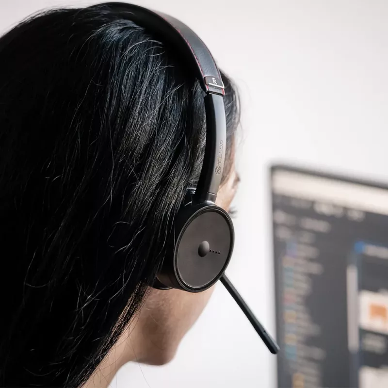 Tellur Voice Pro draadloze callcenter-headset zwart TLL411007