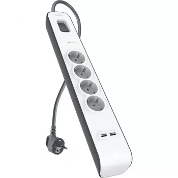 Stekkerdoos Belkin 525J met 4 randaarde stopcontacten en 2 USB-A-aansluitingen, 2 m kabel