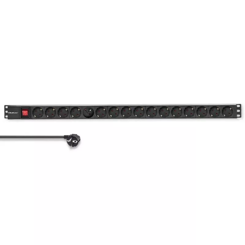Qoltec aluminium PDU voor RACK | 16A | 16 x Schuko | verticaal | 1,8 m