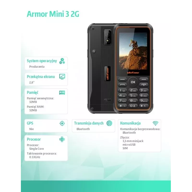 Mobiele telefoon UleFone Phone Armor Mini 3 2G 2,8 inch zwart