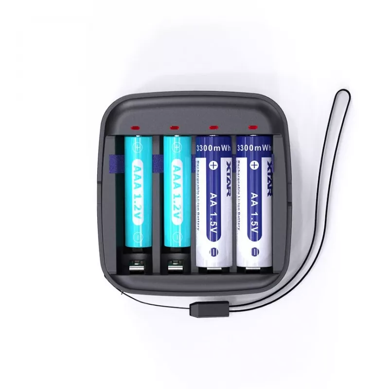 Batterijlader XTAR BC4 voor AA/AAA NiMH en Li-Ion, 4 slots, DC/USB-ingang, zwart