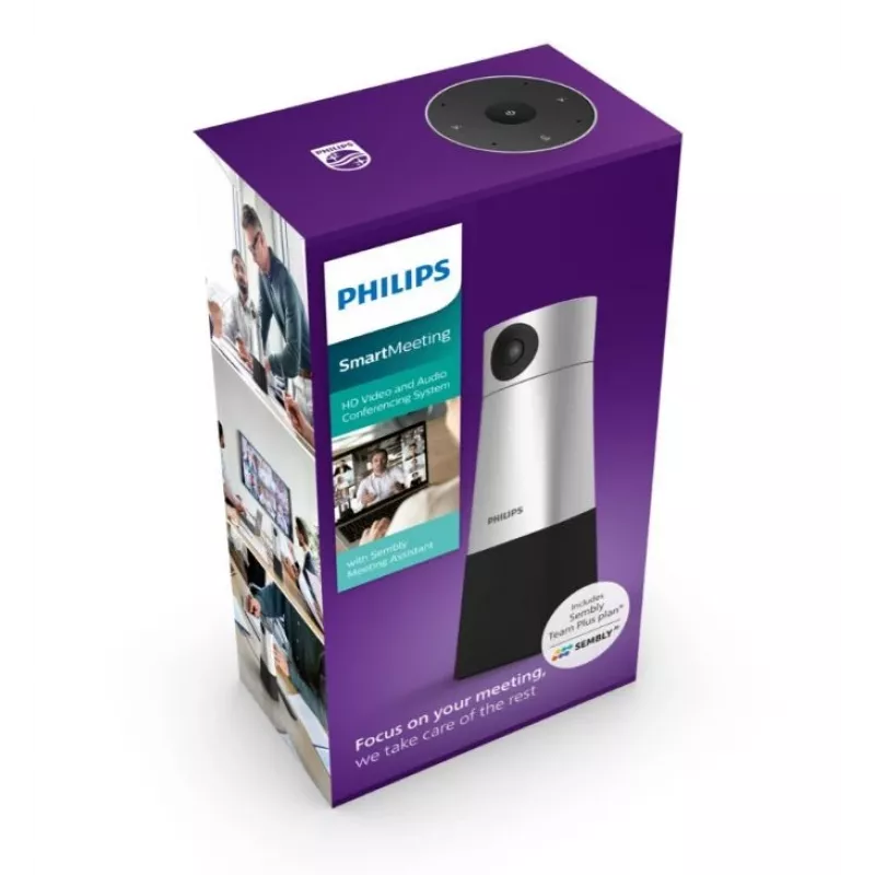 Philips PSE0550 SmartMeeting draagbare 4K-videoconferentiecamera met ingebouwde microfoon, 30 fps, USB, zwart/zilver