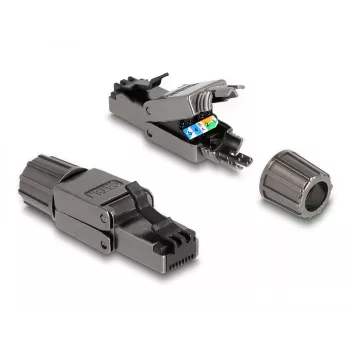 Netwerkkabel DeLOCK RJ45-stekker Cat.8.1 STP gereedschapsvrij zwart
