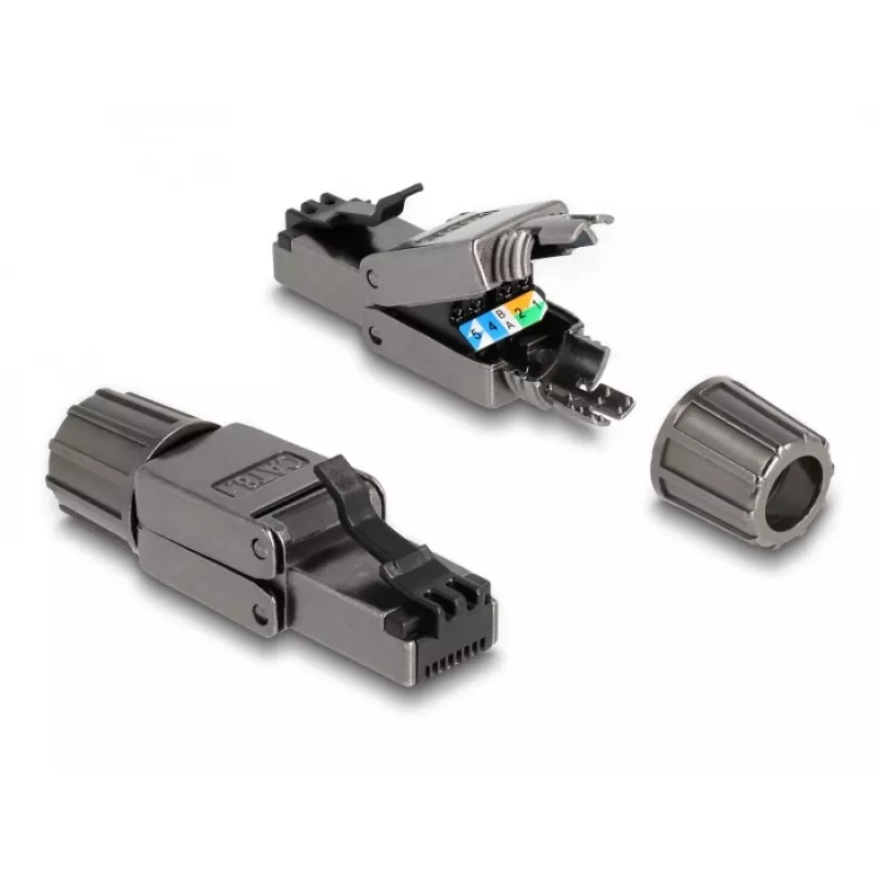 Netwerkkabel DeLOCK RJ45-stekker Cat.8.1 STP gereedschapsvrij zwart
