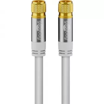 Goobay SAT-antennekabel (135 dB type), 4-voudig afgeschermd, 5 m, wit - verguld, F-stekker > F-stekker (70644)