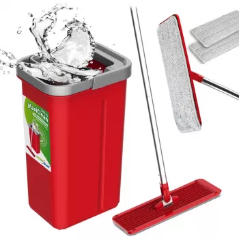 GB870 MaxiClean platte wisser-set met 2-in-1 schoonmaakemmer 5,7L wisserset vloerwisser reinigingssysteem reiniger 360° draaibare wiskop