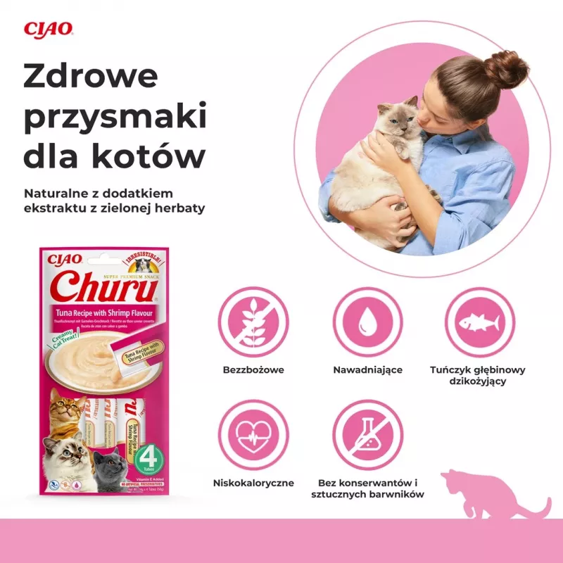 INABA Churu tonijn met garnalensmaak - kattensnacks - 4x14 g