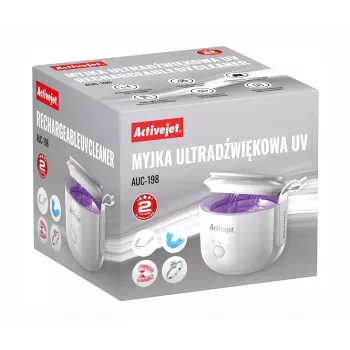 Ultrasoonreiniger ActiveJet AUC-198 — USB-oplaadbaar, UV, 7,4 V, 106×107×89 mm