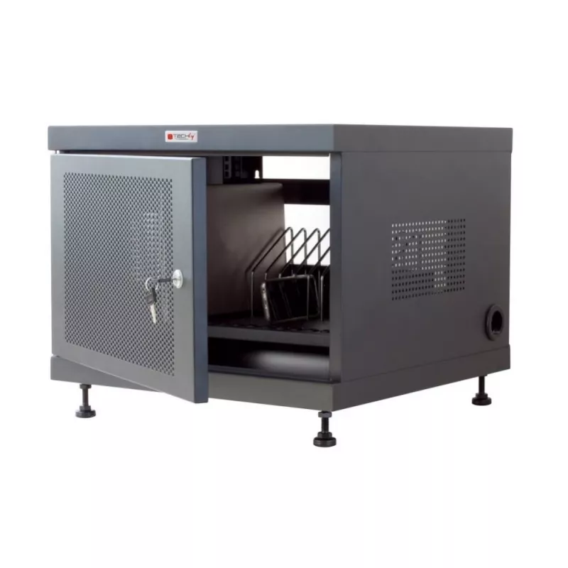 Rack-plank TECHLY 367652 kabelorganizer met 3M-kleefbevestiging, staal, 550×550×410 mm, zwart