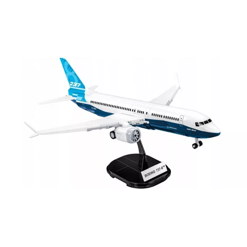 Bouwset Cobi Boeing 737-8 — 340 stukjes, aanbevolen leeftijd 7+, blauw en wit