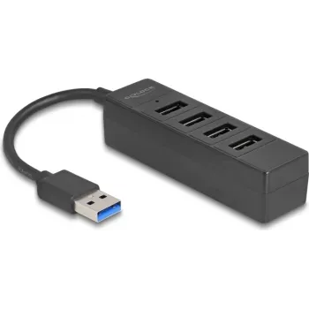 USB-hub DELOCK 64350 — 4-poorts USB 3.2 Gen 1 (Type-A), 5000 Mbit/s, 5 V/0,9 A, ABS, zwart