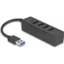 USB-hub DELOCK 64350 — 4-poorts USB 3.2 Gen 1 (Type-A), 5000 Mbit/s, 5 V/0,9 A, ABS, zwart