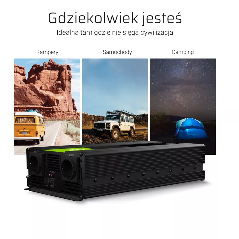 Green Cell INV11 spanningsomvormer auto 2000 W zwart