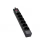Eaton Protection Strip 6 DIN - stekkerdoos met overspanningsbeveiliging (6-voudige Schuko-bus, schakelbaar) - zwart (PS6D)