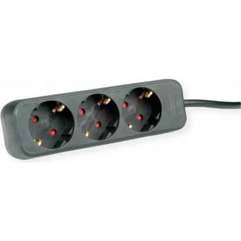 Verlengsnoer ROLINE 19.07.1067 3m 3 AC-stopcontacten voor binnen zwart