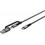 USB-C-oplaadkabel WENTRONIC Goobay 2in1, 2 m, extra slijtvast, Space Grey/zilver