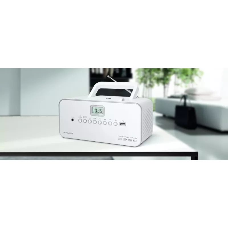 Draagbare stereoset Muse M-28RDW – cd/mp3-speler, FM/MW-tuner, 3W RMS, wit, 1,4 kg