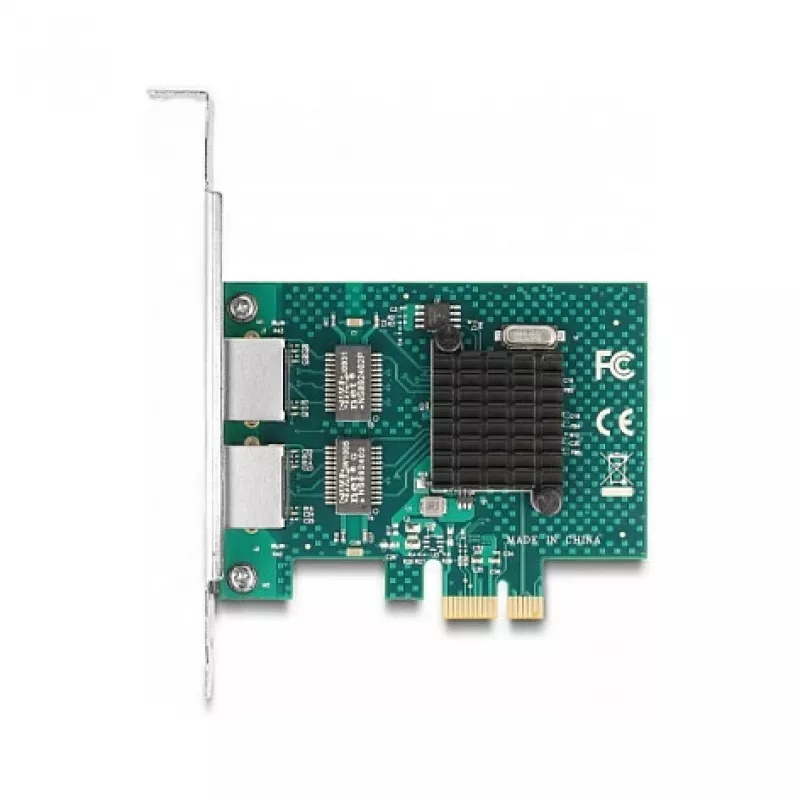 DeLOCK PCI Express x1-kaart naar 2 x RJ45 Gigabit LAN BCM grijs
