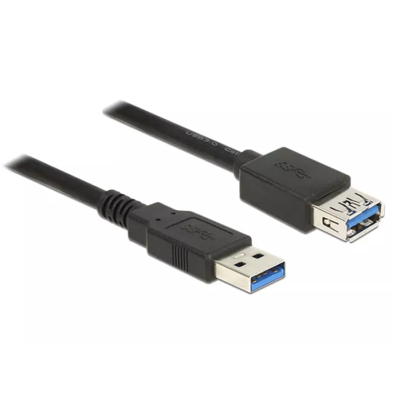 USB 3.2 Gen 1 verlengkabel, USB-A-stekker > USB-A-bus (zwart, 2 meter, SuperSpeed)