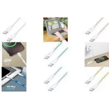 LogiLink USB 2.0 Type-C kabel C/m> C/m nylon 60W blauw - kabel - digitaal/data (CU0351)