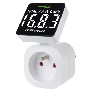 Energie-wattmeter GreenBlue GB620E voor 220V-net, max. 16 A, insteekbare stroom-/energiemeter