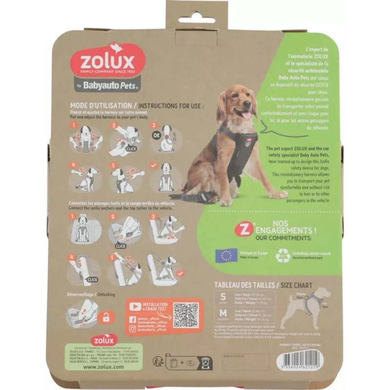 Hondentuig ZOLUX TRAVEL SAFE S — maat S, zwart