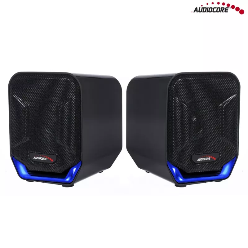 Audiocore AC865B 2.0 USB-computerluidsprekers, 6 W, zwart/blauw