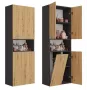 Top E Shop NEL 1K DK ANT/ART KP badkamer opbergkast, grafiet/eiken