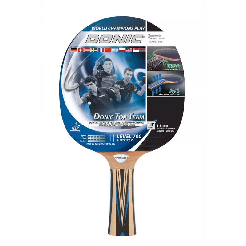 Donic Schildkröt Top Team 700 tafeltennisuitrusting zwart, blauw, hout