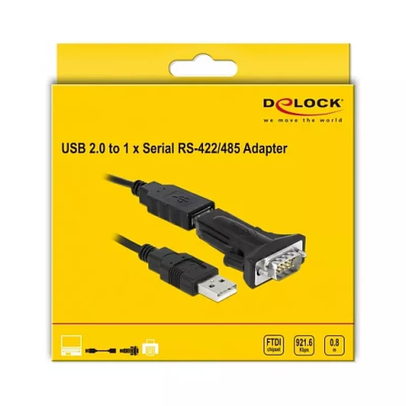 Seriële kabel DeLOCK 66286 USB Type-A DB-9 zwart 0,8 m