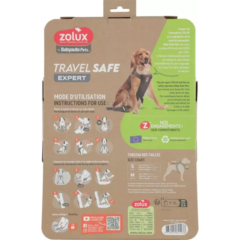 Hondentuig ZOLUX TRAVEL SAFE M, maat M, rood