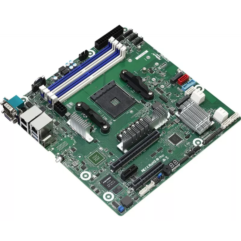 Moederbord ASRock X570D4U Micro ATX — AMD X570, Socket AM4, 4× DIMM, DDR4, max. 32 GB, 12× SATA III, 3× RJ-45