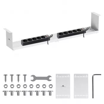 Maclean compacte kabelorganizer onder het bureau, max. belasting 5 kg, wit, MC-107 W