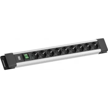 Stekkerdoos Bachmann CONNECTUS met 9× CEE7/3-stopcontacten, 1× schakelaar, 2,0 m kabel, CEE7/7-stekker, grijs