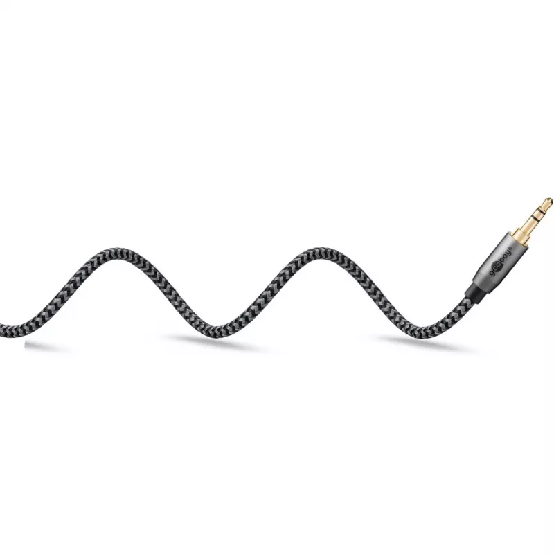 Plus Audio-verbindingskabel AUX 3,5 mm stereo (zwart/zilver, 2 meter)