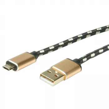 ROLINE 11.02.8820 USB-kabel 1,8 m USB 2.0 USB-C Micro-USB B zwart - goud (11.02.8820)