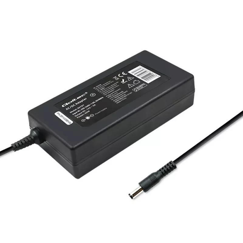 Qoltec 50797 desktop-voeding 60 W, 12 V, 5 A, 5,5x2,1 mm, met stroomkabel