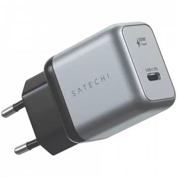 Oplader voor mobiele apparaten Satechi ST-UC30WCM-EU — universele AC-oplader voor binnen met 1× USB-C, zwart/zilver