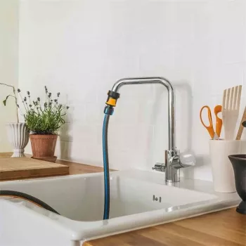 Fiskars 1027062 tuinslang-aansluitstuk slangverbinder metaal zwart, oranje, zilver 1 stuk