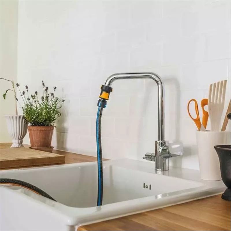 Fiskars 1027062 tuinslang-aansluitstuk slangverbinder metaal zwart, oranje, zilver 1 stuk