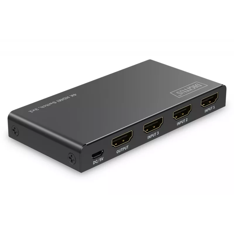 Digitus 4K HDMI-switch 3x1 metaal zwart 18 Gbit/s