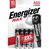 Energizer batterijen Alkaline Max AAA LR03, 4 stuks, milieuvriendelijke verpakking
