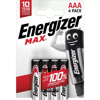Energizer batterijen Alkaline Max AAA LR03, 4 stuks, milieuvriendelijke verpakking