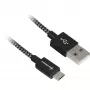 USB 2.0-kabel, USB-A stekker > micro-USB stekker (zwart/grijs, 0,5 meter, omhuld)